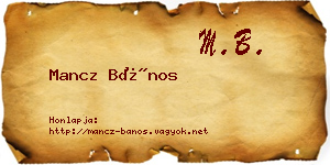 Mancz Bános névjegykártya